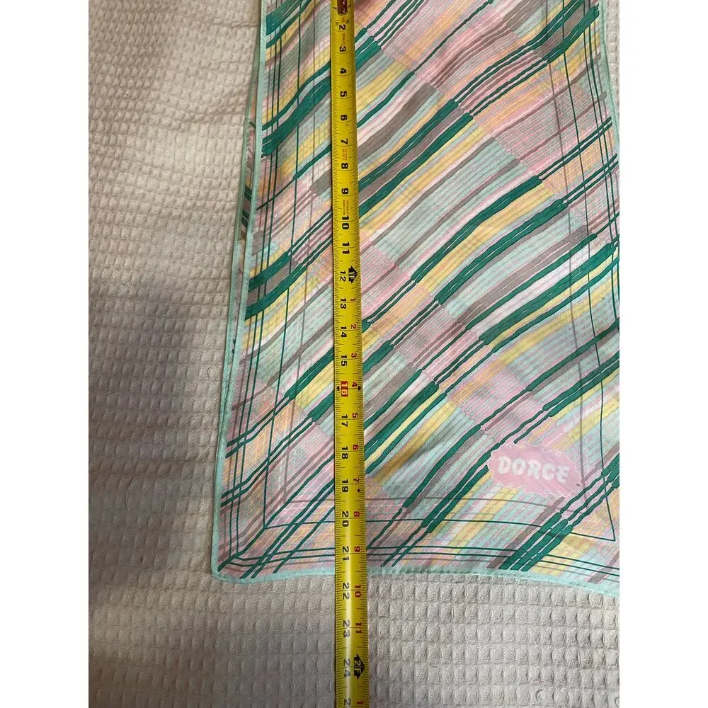 VTG Dorce Pastel Striped Mid Century Modern Style Neck Scarf 43 in by 13.5 in